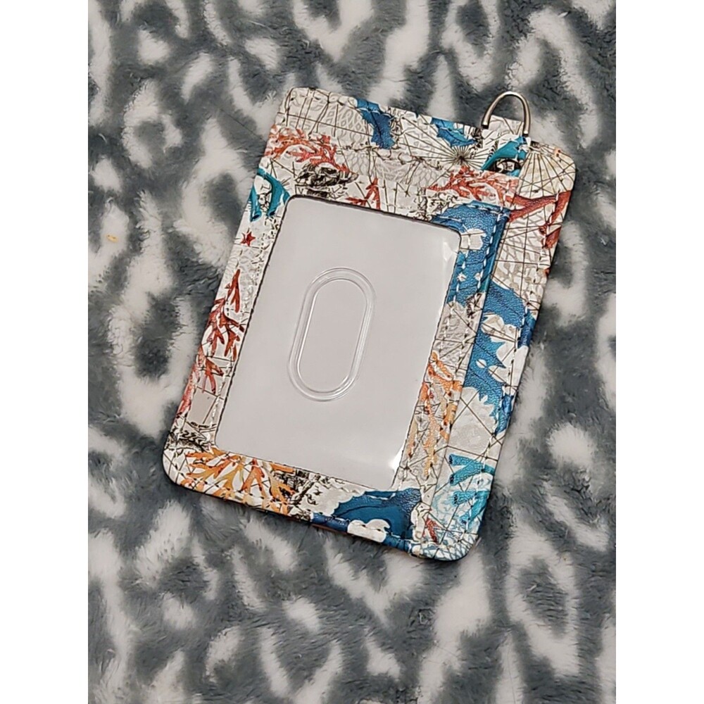 NWOT Sea Turtle RFID Credit Card Holder Wallet Women ID Window Keychain